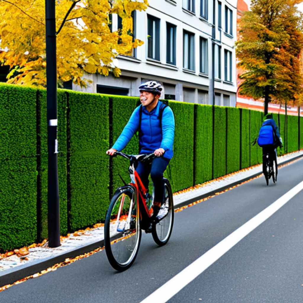 **

"A vibrant, modern German city street scene, showcasing climate-resilient infrastructure. Solar panels on rooftops, green walls on buildings, and a well-maintained bike path are visible. People are dressed in appropriate autumn clothing, walking and cycling. Safe for work, appropriate content, fully clothed, professional photography, perfect anatomy, natural proportions, family-friendly, high quality, showcasing sustainable urban living in Germany."

**