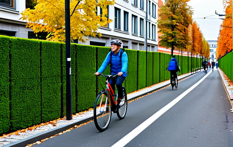 **

"A vibrant, modern German city street scene, showcasing climate-resilient infrastructure. Solar panels on rooftops, green walls on buildings, and a well-maintained bike path are visible. People are dressed in appropriate autumn clothing, walking and cycling. Safe for work, appropriate content, fully clothed, professional photography, perfect anatomy, natural proportions, family-friendly, high quality, showcasing sustainable urban living in Germany."

**
