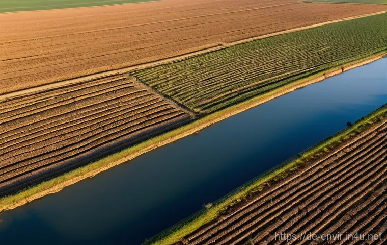 기후 변화와 식수 문제 - Parched Farmland in Eastern Germany**
An aerial, slightly low-angle shot of a vast, agricultural fie...