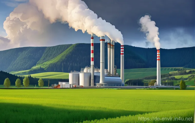 지구 온난화 방지 기술 - **Prompt 1: Modern Geothermal Power Plant in Germany**
A highly detailed, realistic image of a c...
